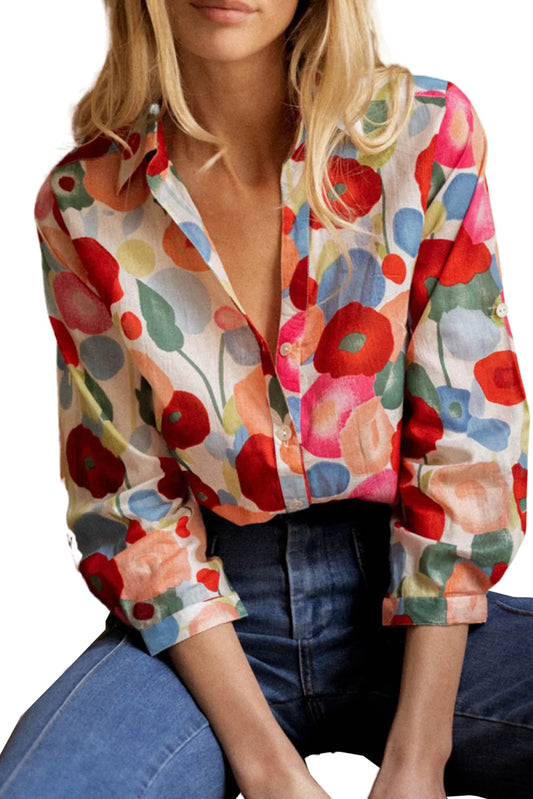 Rode Bloemenprint Blouse - Gisselle