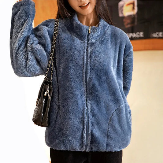 Gezellige Elegantie: Dames Thermische Sherpa-Gevoerde Teddyjas – Perfect voor de Winter!