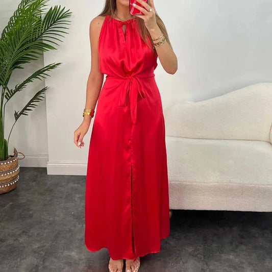 Koffiekleurige Halter Feestjurk - Shirlee