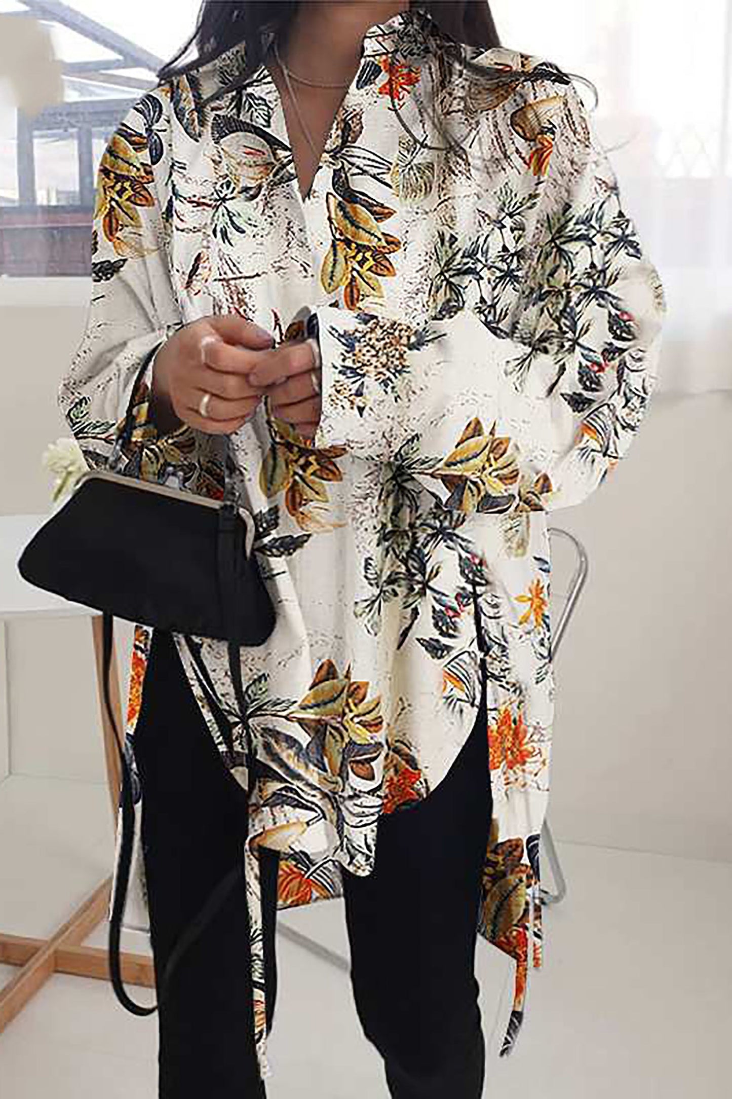 Herfst Chic: Losvallend Kant-Design Shirt