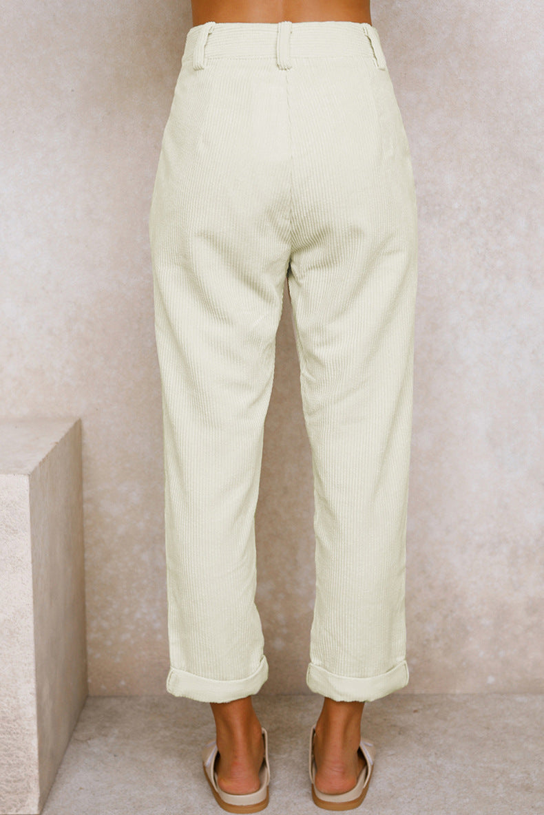 Khaki Corduroy Broek - Sofie