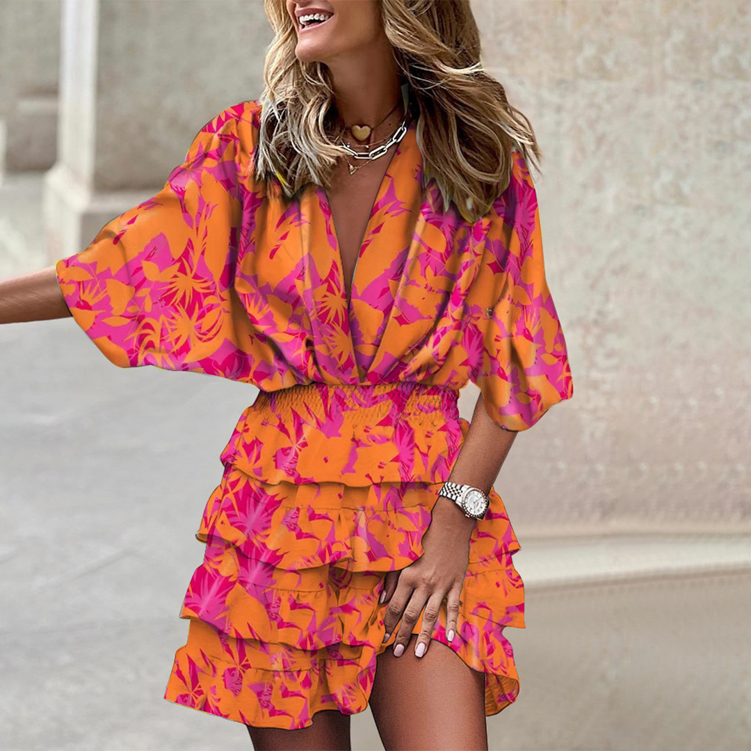 Gerlinde - Oranje Mini Jurk