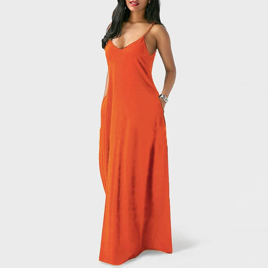 Danou - Oranje Elegante Jurk