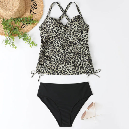 Benthe - Gestreepte Tankini Set met Short