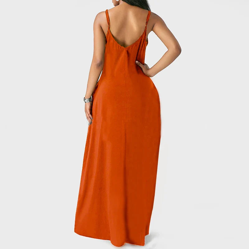 Danou - Oranje Elegante Jurk