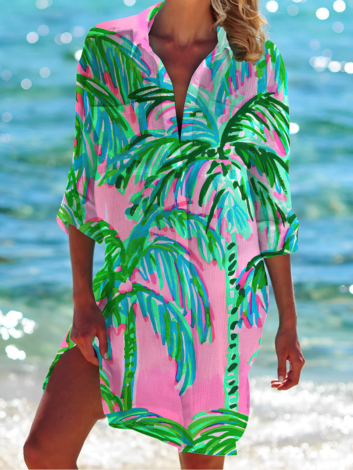 Lichtblauwe Button-down Blouse - Shaila