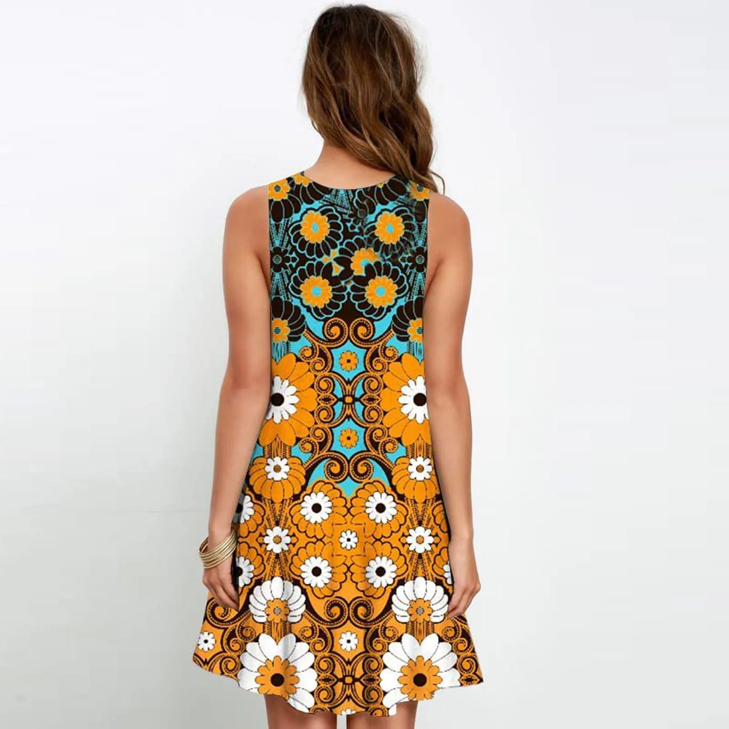 Klazina - Oranje Mouwloze Jurk