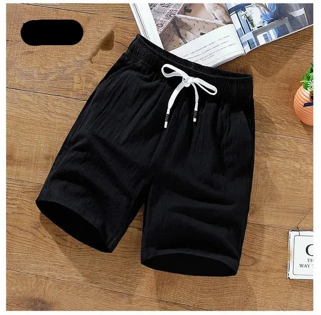Zwarte Katoenen Linnen Shorts - Kai