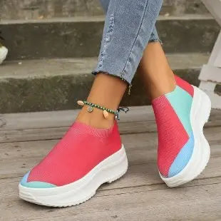 Vibrant BlockStride: Mesh Sneakers