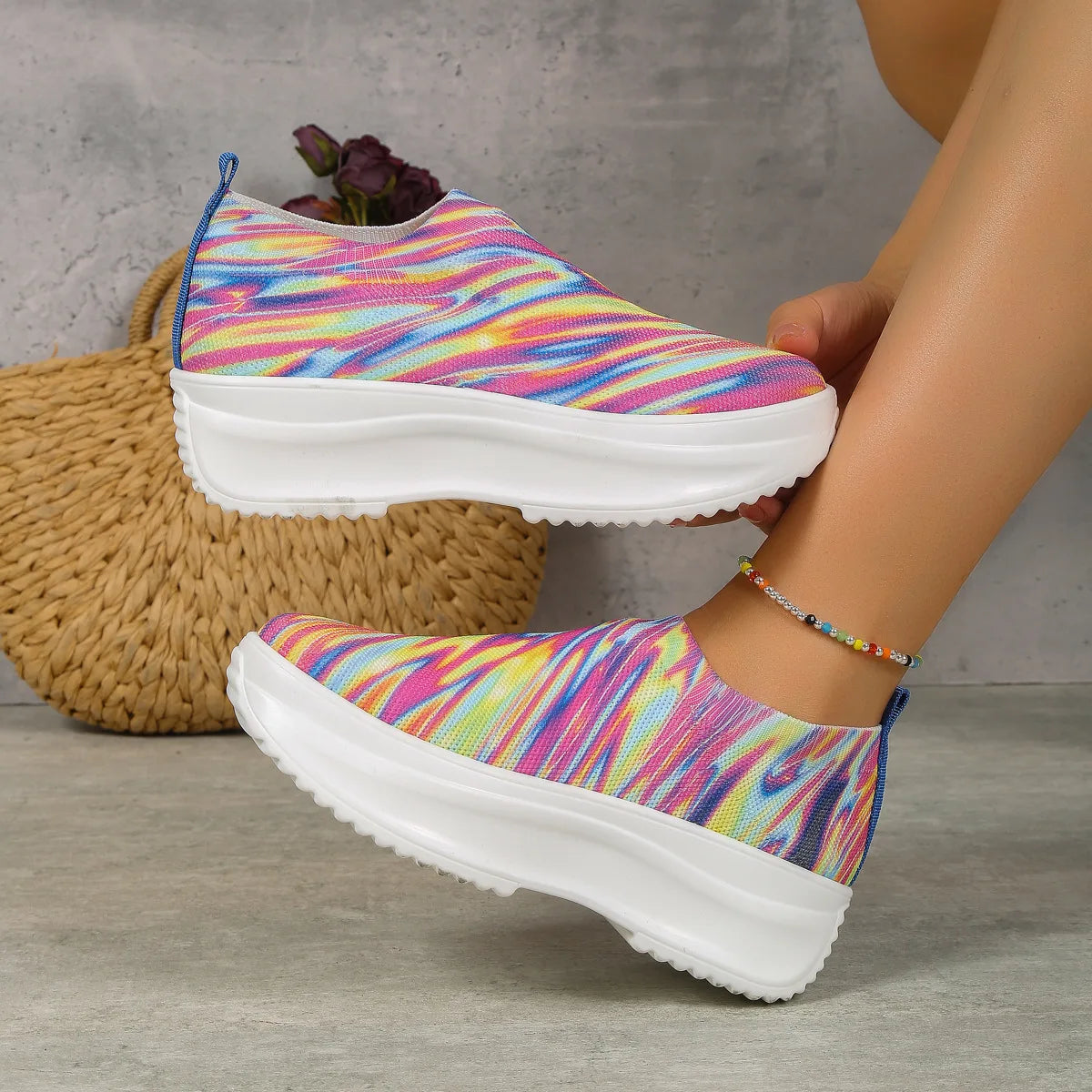 Vibrant BlockStride: Mesh Sneakers