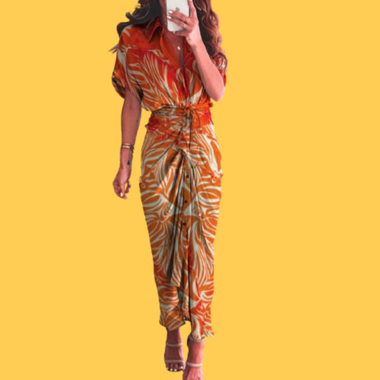 Hannelore - Oranje Maxi Jurk