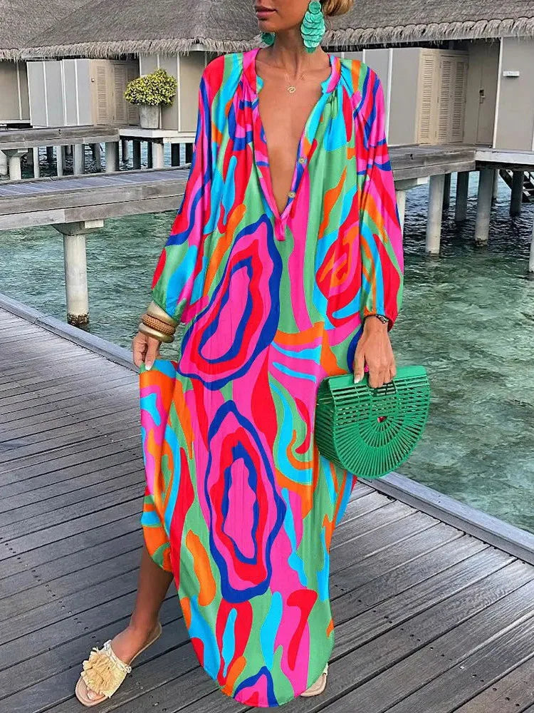 Groene Bonte Jurk - Anna