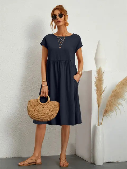 Blauw Vintage Vrijetijdsjurk - Hermine