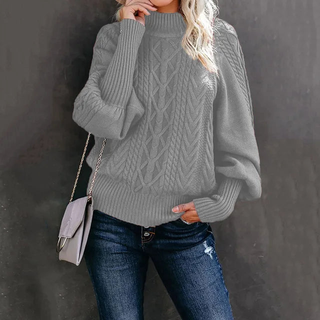 Gezellige Chic: Elegante Dames Mid-Hals Gebreide Trui