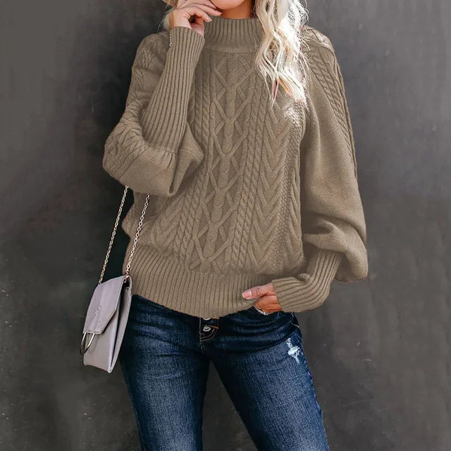 Gezellige Chic: Elegante Dames Mid-Hals Gebreide Trui