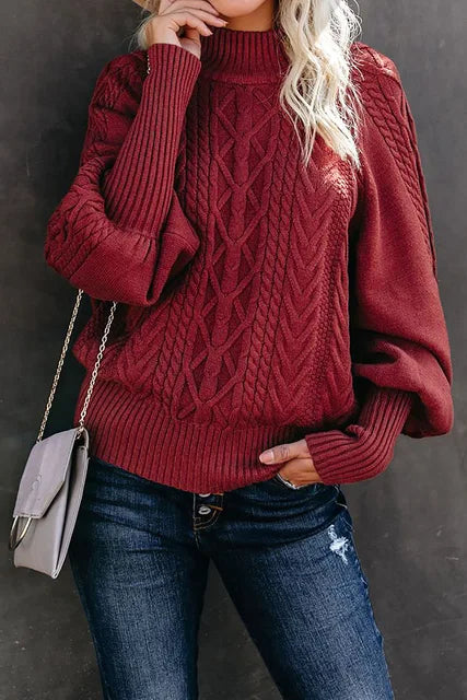 Gezellige Chic: Elegante Dames Mid-Hals Gebreide Trui