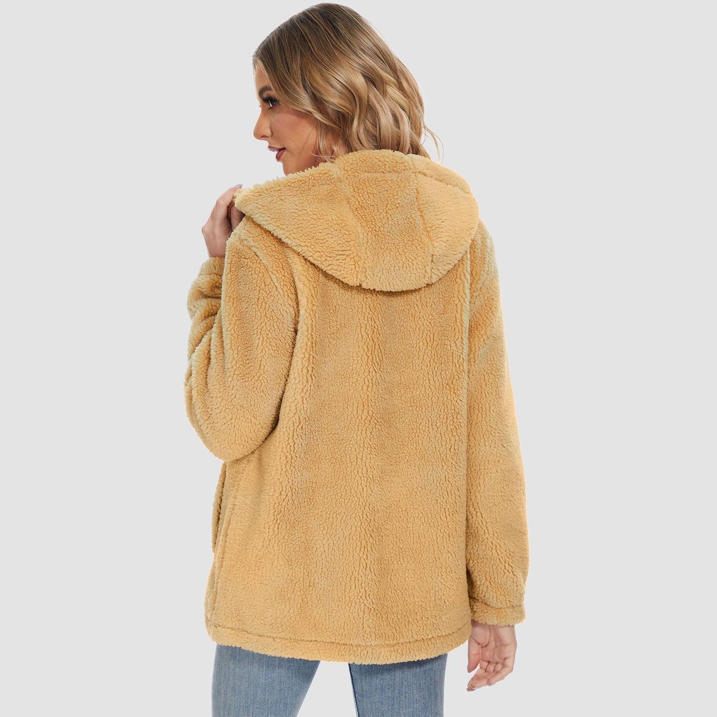 CozyChic Dames Hooded Sherpa Jas: Rits, Zakken - Winterse Warmte
