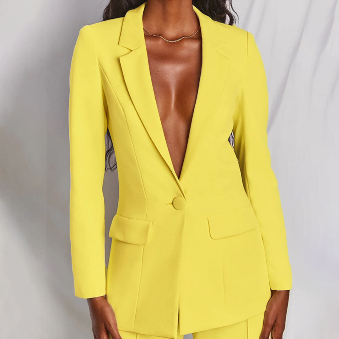 Chique Gele Blazer & Broek Set - Elana