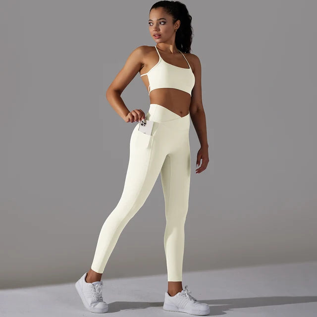 Tiffiny - Blauwe Yoga Set met Zakken
