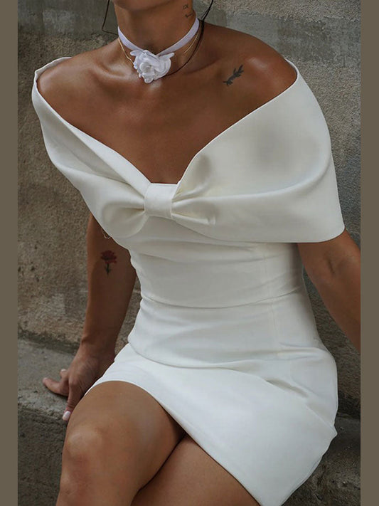 Ella - Witte Jurk met Sierlijke Strik