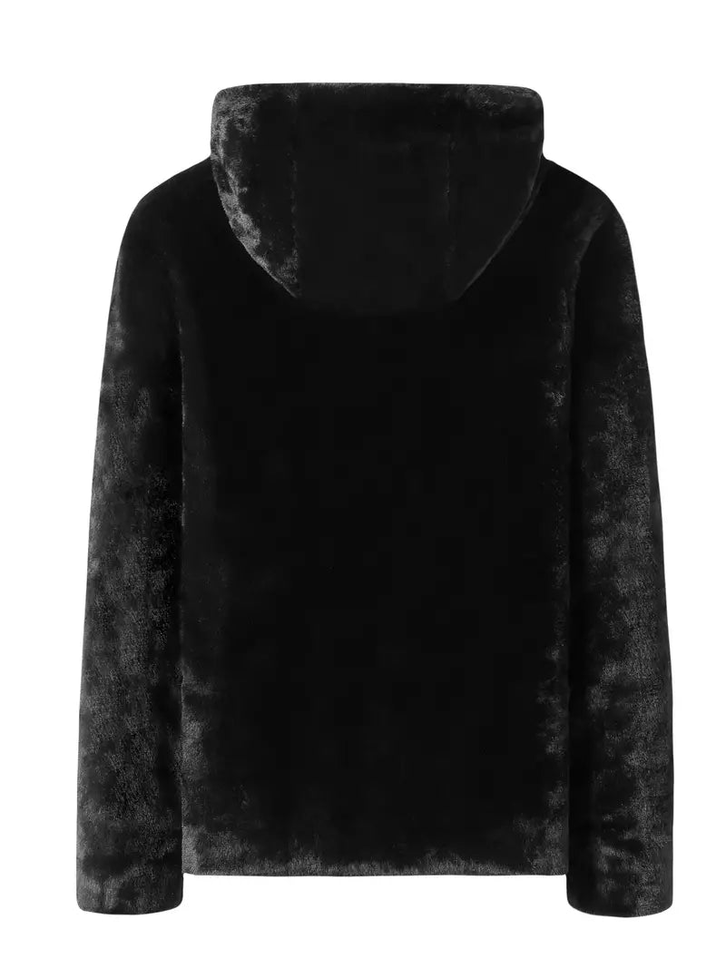 Gezellige Elegantie: Dames Luxe Teddyjas met Imitatiebont en Capuchon – Ideaal voor Herfst & Winter