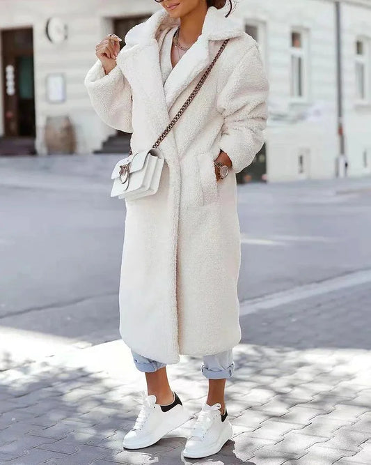 Chique Comfort: Katoenmix Vachtjas Lang met Stijlvolle Zakken