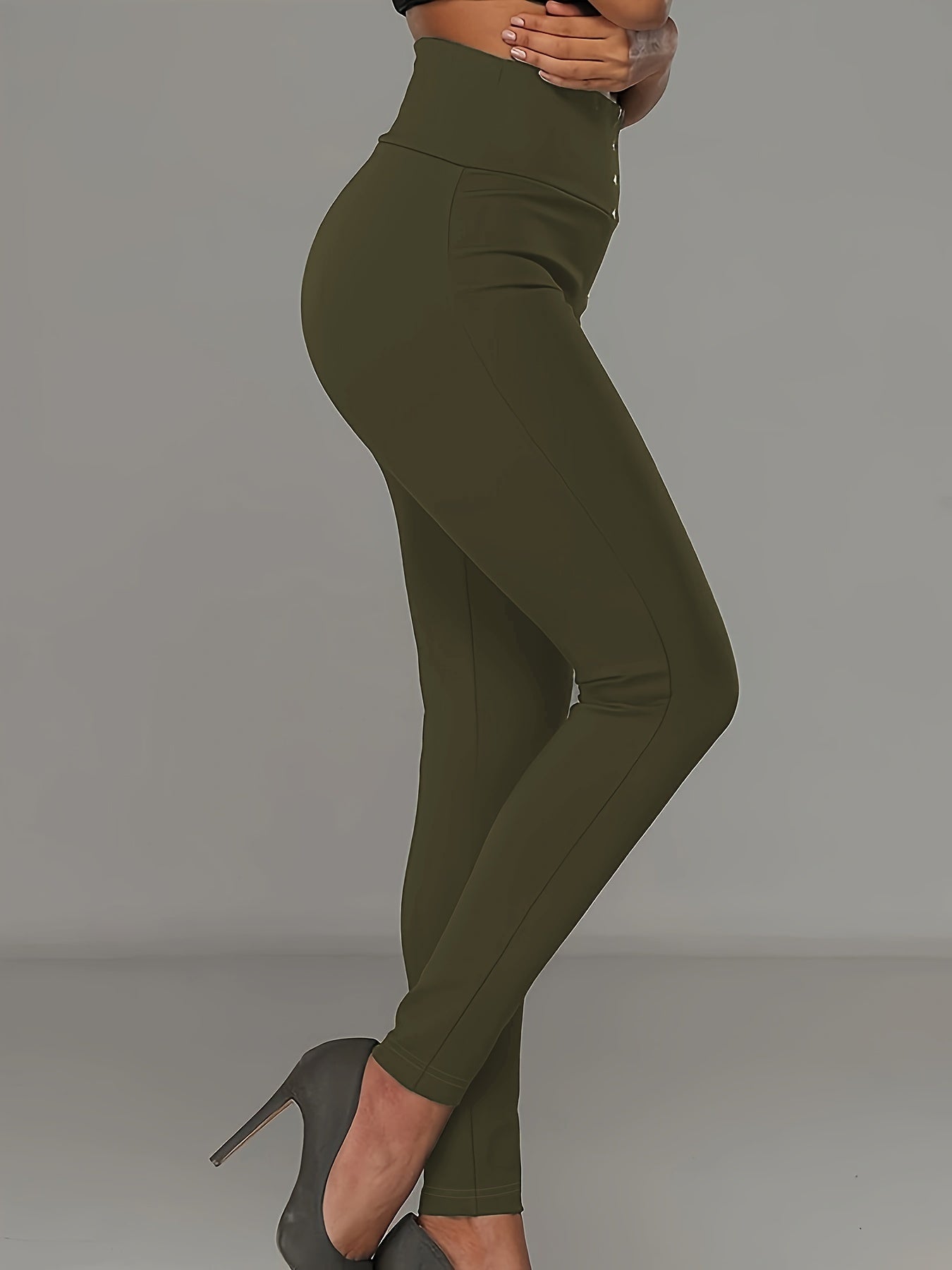 Zwarte Skinny Broek met Knoopdetails - Iris