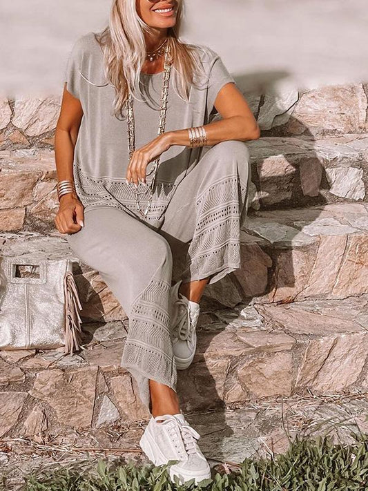 Iris - Grijze Casual Set met Uitsparingen