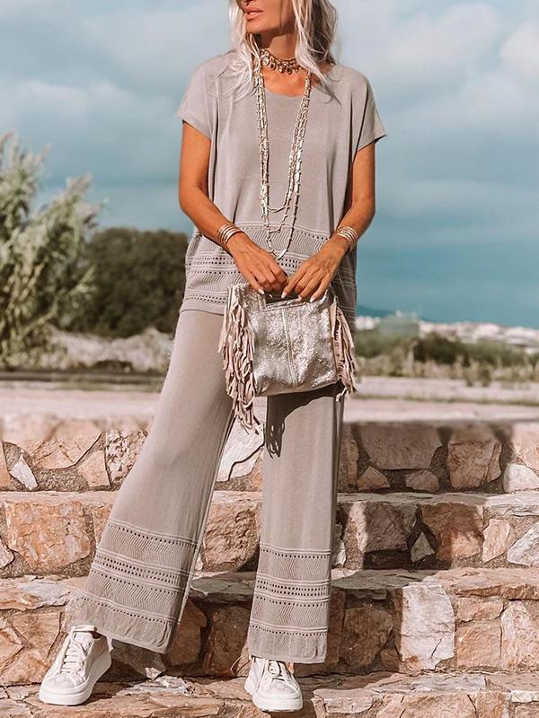 Iris - Grijze Casual Set met Uitsparingen