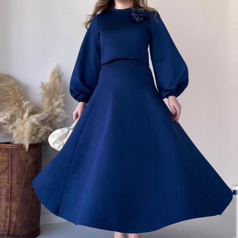 Moeiteloze Elegantie: Casual Polyester Set Jurk - Op Maat & Machinewasbaar
