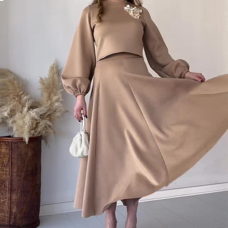 Moeiteloze Elegantie: Casual Polyester Set Jurk - Op Maat & Machinewasbaar