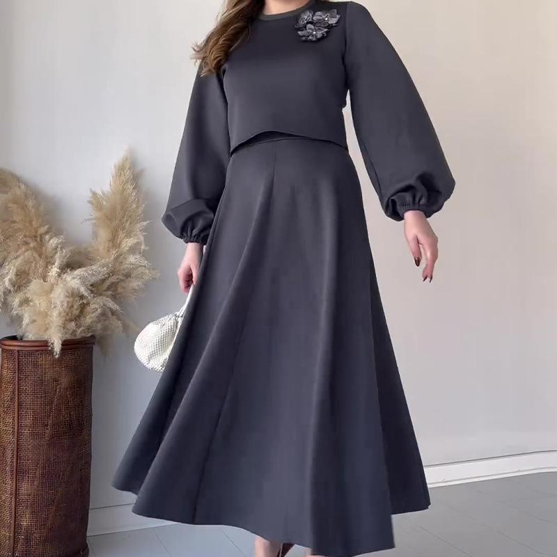 Moeiteloze Elegantie: Casual Polyester Set Jurk - Op Maat & Machinewasbaar
