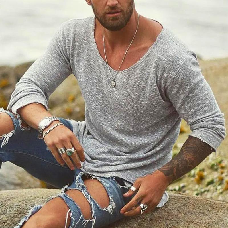 Stijlvol Heren T-Shirt met Lange Mouwen - Casual & Comfortabel