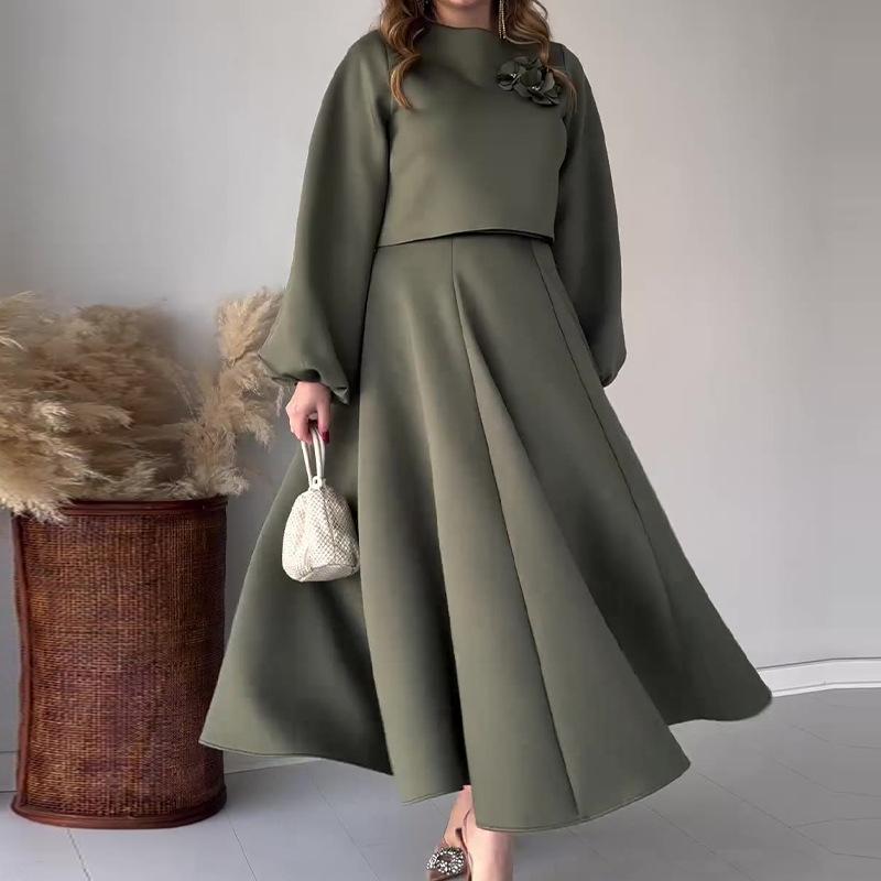 Moeiteloze Elegantie: Casual Polyester Set Jurk - Op Maat & Machinewasbaar