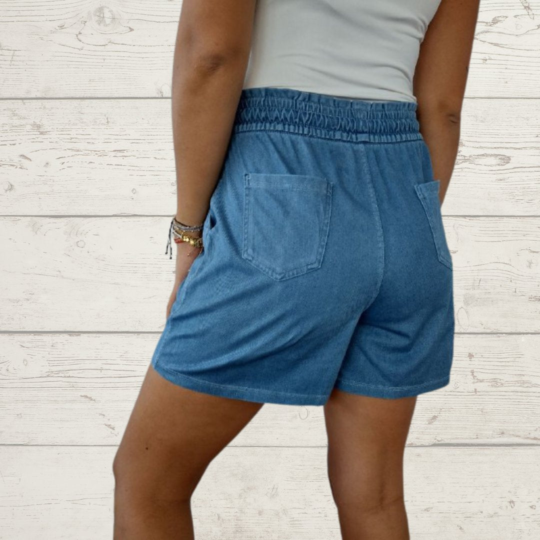 Blauwe Korte Jeans met Strik - Lily