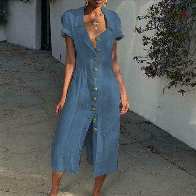 Emma - Blauwe Comfortabele Modejurk