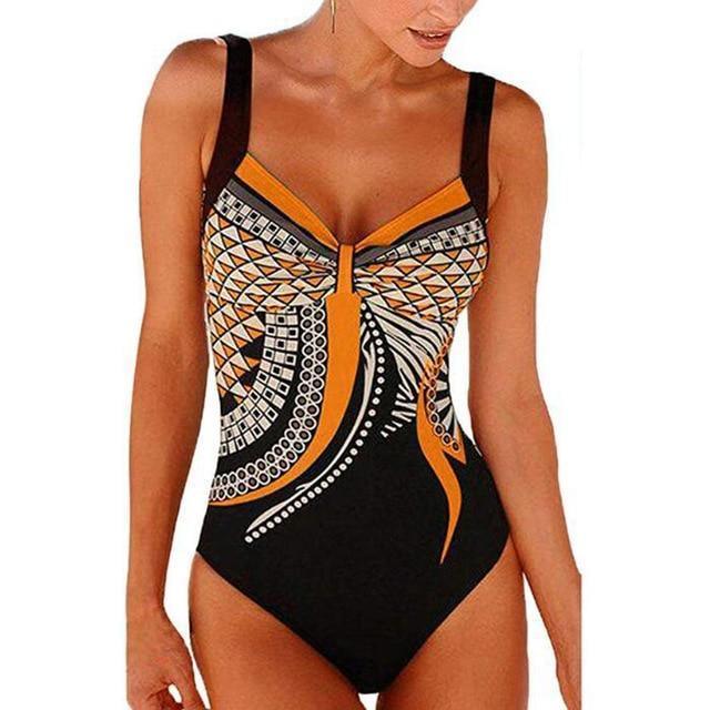 Marina | Blauwe Retro Plus Size Push-up Badpak