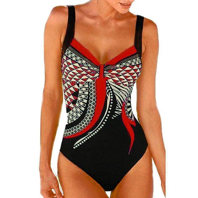 Marina | Blauwe Retro Plus Size Push-up Badpak