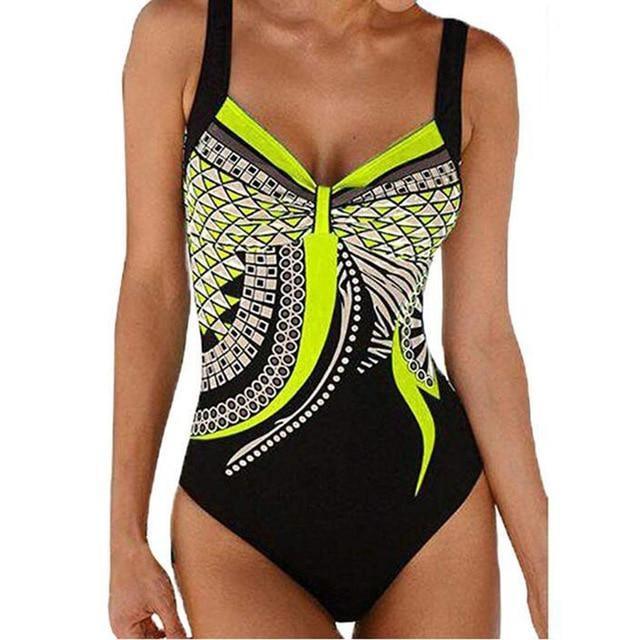 Marina | Blauwe Retro Plus Size Push-up Badpak