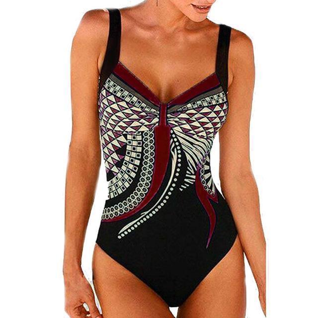 Marina | Blauwe Retro Plus Size Push-up Badpak