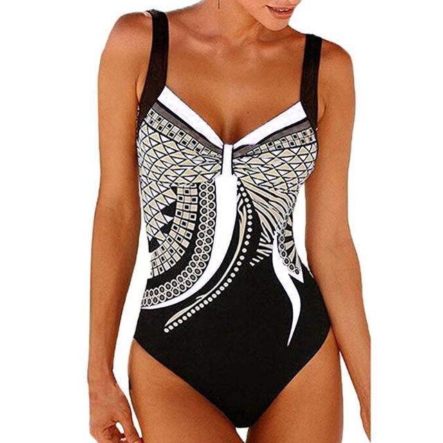 Marina | Blauwe Retro Plus Size Push-up Badpak