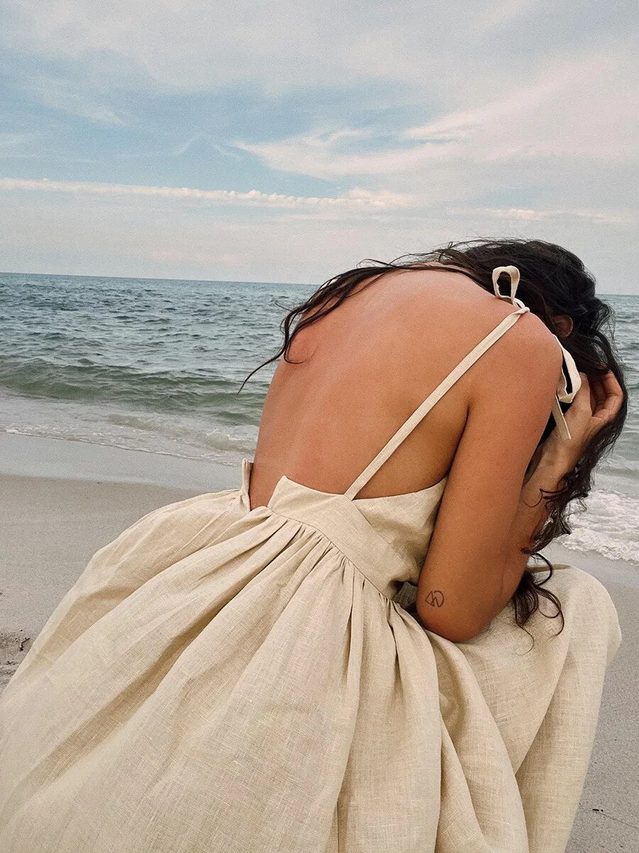 Grietje - Vintage Linnen Strandjurk