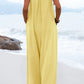Chique Solid Button Sling Jumpsuit met Wijde Pijpen