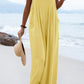 Chique Solid Button Sling Jumpsuit met Wijde Pijpen