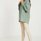 Chique Saliegroene Oversized Faux Lederen Shacket – Moderne Elegantie Ontmoet Casual Stijl