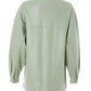 Chique Saliegroene Oversized Faux Lederen Shacket – Moderne Elegantie Ontmoet Casual Stijl