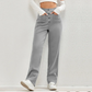 High-Waist Multi-Pocket Straight Casual Broek