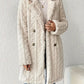 Elegante Gezellige Chic: Dames Thermische Teddyjas met Dubbelknoops Reversontwerp