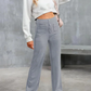 High-Waist Multi-Pocket Straight Casual Broek