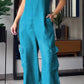 Blauwe Denimhemd V-hals Cargo Jumpsuit - Sarah